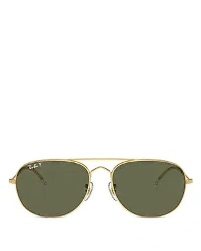 Ray Ban Ray-ban Bain Bridge 57mm Pillow Aviator Sunglasses In Gold Dark Green