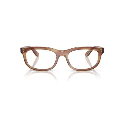 Ray Ban Balorette Optics Eyeglasses Striped Brown Frame Clear Lenses Polarized 54-19