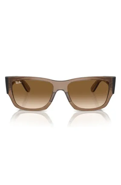 Ray Ban Carlos 56mm Gradient Rectangular Sunglasses In Brown/brown Gradient