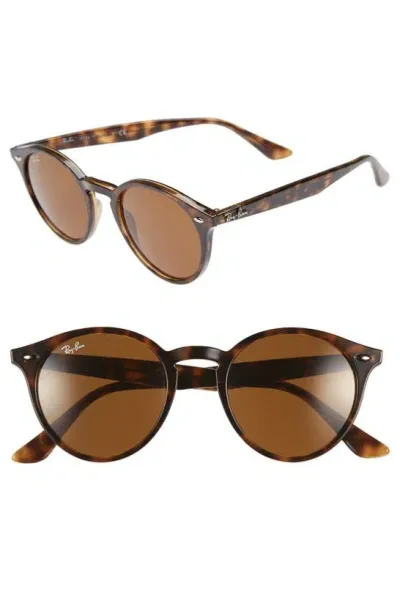 Ray Ban Ray-ban Highstreet 49mm Round Sunglasses In Dark Havana/dark Brown Solid