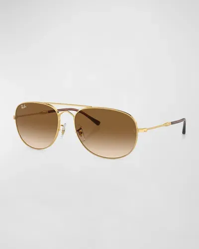 Ray Ban Men's Bain Bridge Aviator Sunglasses In Gold Flash