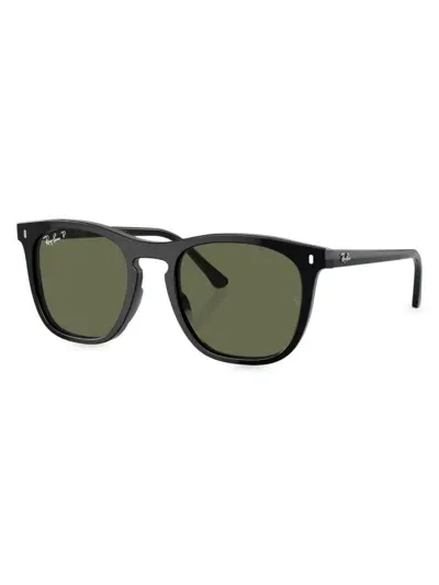 Ray Ban Rb2210 Sunglasses Black Frame Green Lenses Polarized 53-21 In Black Dark Green