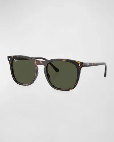 Ray Ban Men's Rb2210 Plastic Square Sunglasses, 53mm In Havana