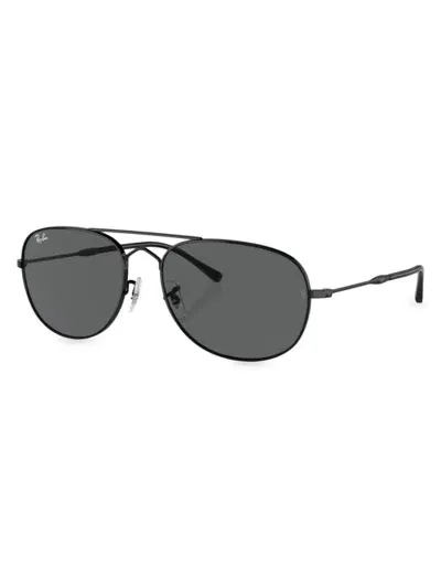 Ray Ban Men's Rb3735 Double-bridge Metal Aviator Sunglasses, 60mm In Black