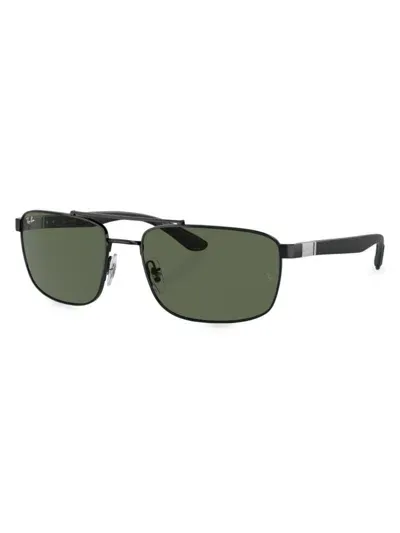 Ray Ban Rb3737 Sunglasses Black Frame Green Lenses 60-18 In Black Dark Green