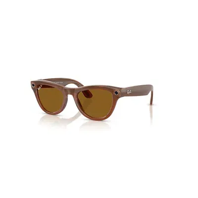 Ray Ban Ray-ban | Meta Skyler Electronics Caramel Frame Brown Lenses Polarized 52-20 In Karamell