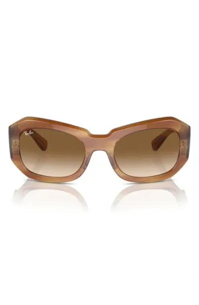 Ray Ban Pillow Beate 56mm Wrap Sunglasses In Brown/brown Gradient