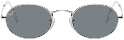 Ray Ban Silver Oval Sunglasses In 003/r5 Silver