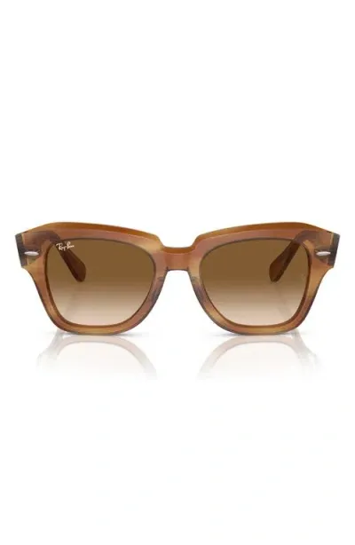 Ray Ban Ray-ban State Street 49mm Gradient Square Sunglasses In Striped Brown