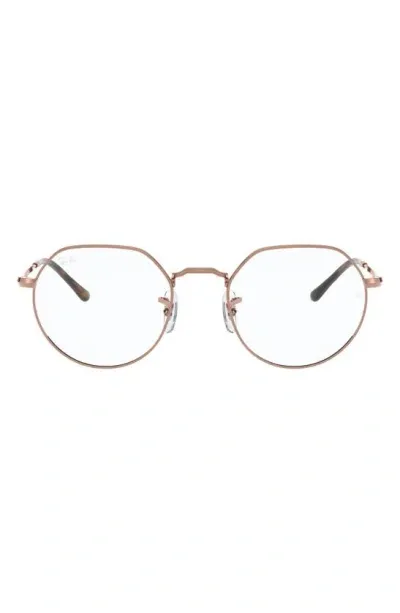 Ray Ban Unisex Jack 49mm Hexagonal Optical Glasses In Shiny Yellw