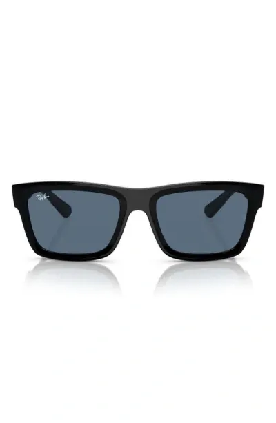 Ray Ban Warren 57mm Rectangular Sunglasses In Black Blue