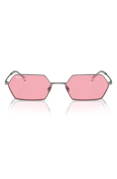 Ray Ban Yevi Bio-based Sunglasses Gunmetal Frame Pink Lenses 58-18