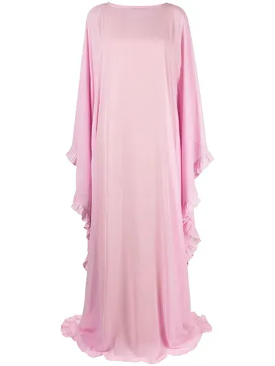 Rayane Bacha Tula Semi-sheer Draped Dress In Pink