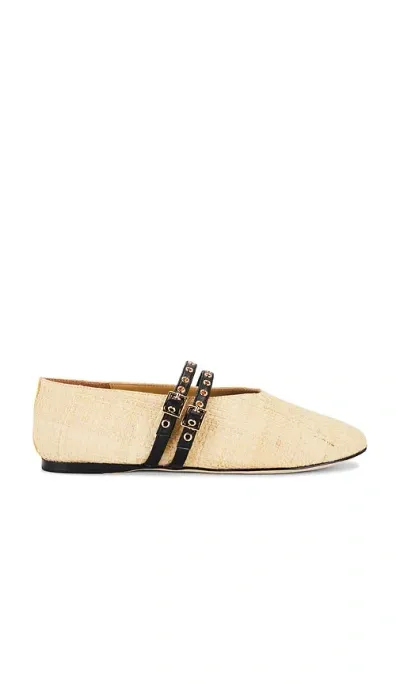 Raye Adina Buckle Flat In Raffia