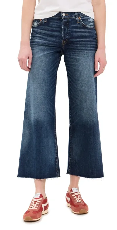 Re/done Mid Rise Wide Leg Crop Jeans Indigo Grind