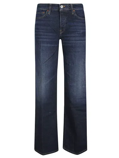 Re/done Mid Rise Wide Leg Jeans In Blue