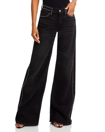 Re/done Studded Mid Rise Wide Leg Jeans Crafted Black Stud