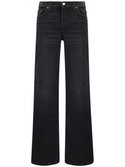 Re/done Wide Leg Jeans With Patch In Black