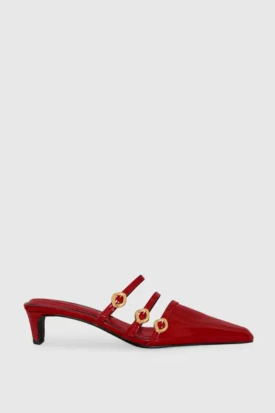 Rebecca Minkoff Buckle Kitten Mule In Seduction Red