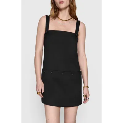 Rebecca Minkoff Button Detail Wool Blend Minidress In True Black