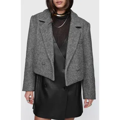 Rebecca Minkoff Margo Herringbone Wool Blend Crop Blazer