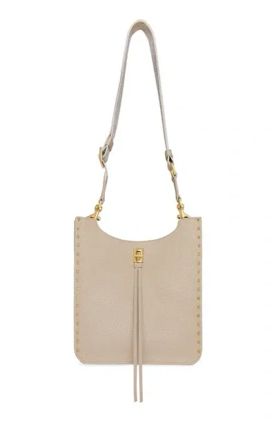 Rebecca Minkoff Darren Feed Medium Studded Leather Shoulder Bag In Stone