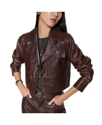 Rebecca Minkoff Ryder Crop Leather Jacket In Chestnut