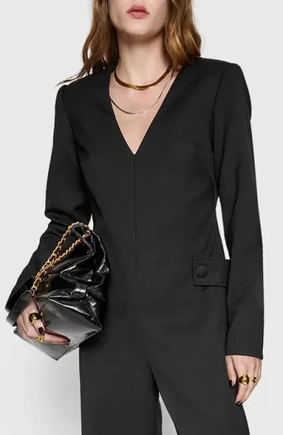 Rebecca Minkoff Wool Blend Blazer Jumpsuit In True Black