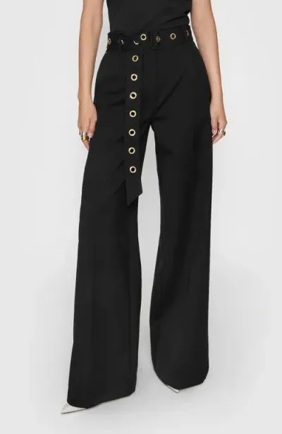 Rebecca Minkoff Wool Blend Wide Leg Pants In Black