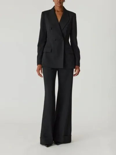 Rebecca Taylor Calvary Twill Double Breasted Blazer In Black