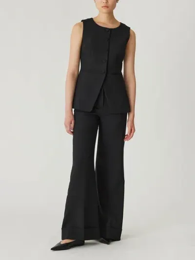 Rebecca Taylor Refined Suiting Button Front Vest In Black