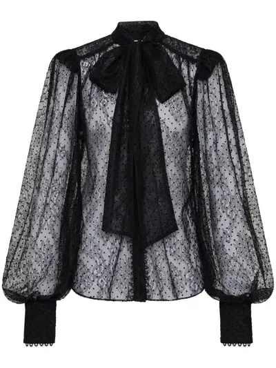 Rebecca Vallance Ethel Semi-sheer Blouse In Black