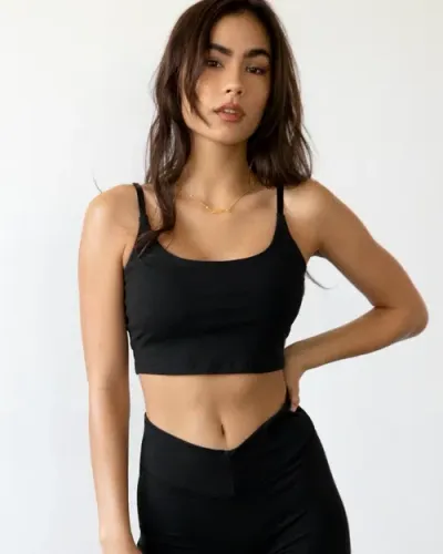 Rebody Active Melanie Crop Cloudlux Bra In Metropolis Black