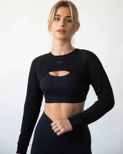 Rebody Active Sport X Shrug Sweatshirt In Metropolis Black/slate