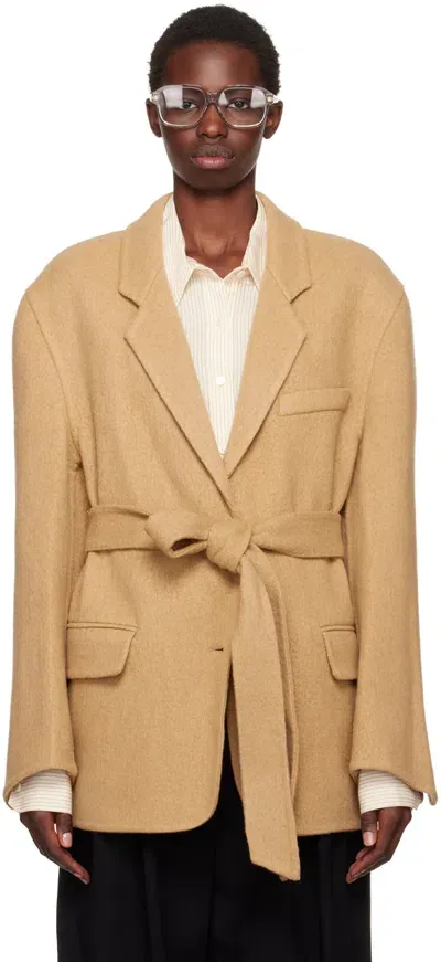 Recto Beige Handmade Single-breasted Jacket In Camel