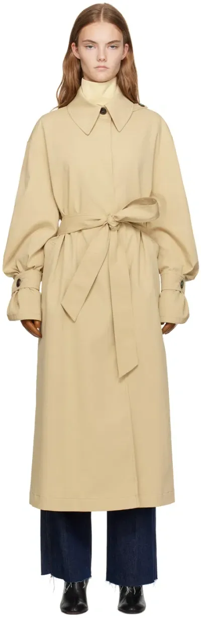 Recto Beige Petunia Trench Coat In Beige Khaki