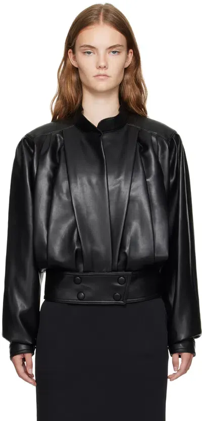 Recto Black Faux-leather Bomber Jacket