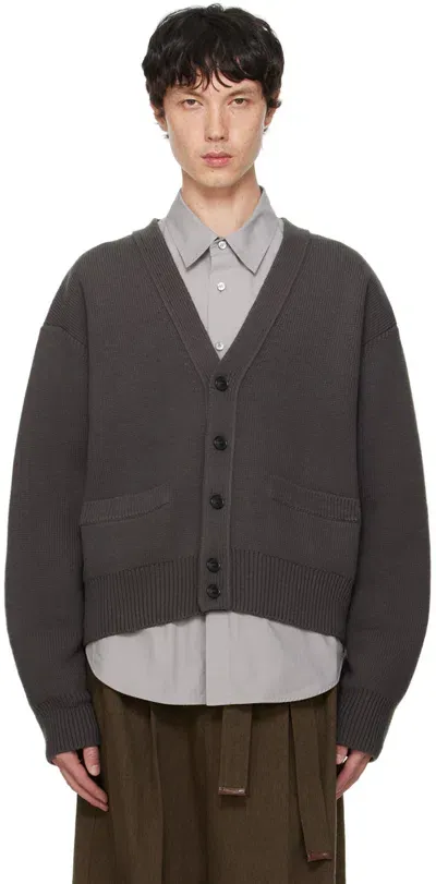 Recto Gray Ruth Cardigan In Bluish Charcoal