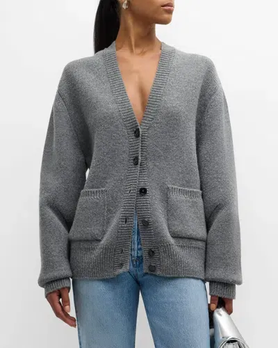 Recto Ruth Knit Cardigan In Melange Grey