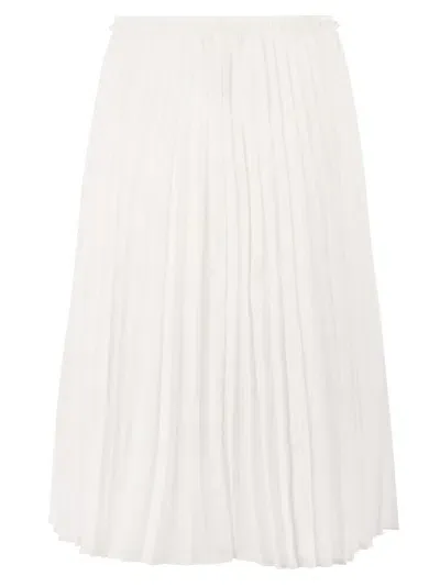 Red Valentino Pleated Taffeta Skirt In White