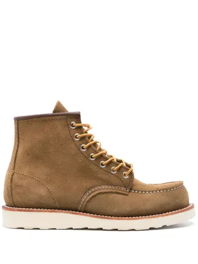 Red Wing Shoes Classic Moc Leather Ankle Boots In Beige