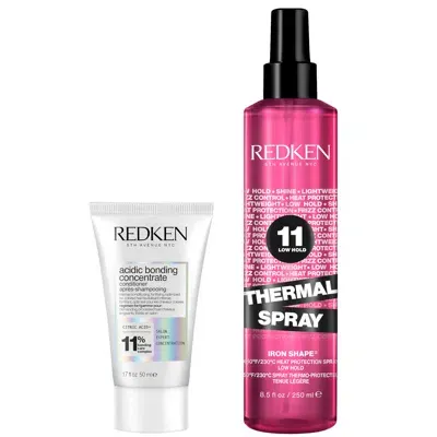 Redken Acidic Bonding Concentrate Conditioner And Thermal Spray Heat Protection Bundle For Healthy Looking  In White