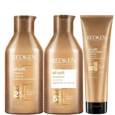 Redken All Soft Thick Hair Care Pack (3 Products) In White