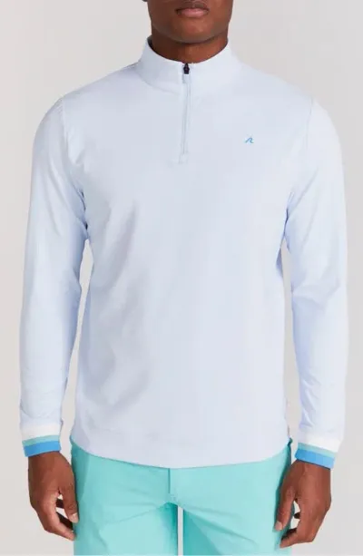 Redvanly Hayden Contrast Cuff Quarter-zip Pullover In Breeze