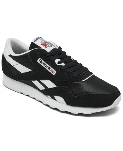 Reebok Black Classic Nylon Sneakers In Black,white