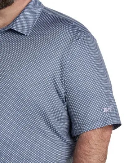 Reebok Performance Diamond Dot Print Polo Shirt In East Coast Blue