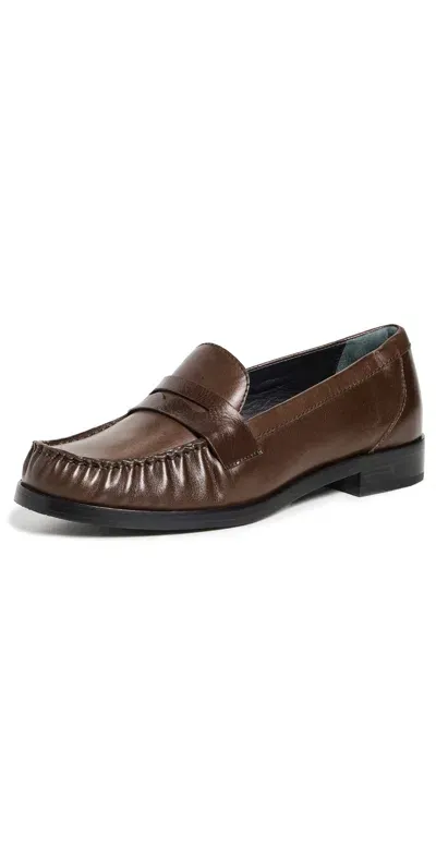 Reformation Ani Ruched Loafers Espresso Leather