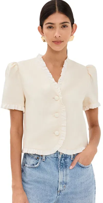 Reformation Bess Linen Top Sugar