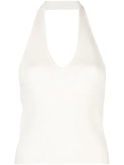 Reformation Carol Ribbed Halterneck Tank Top In Gossamer