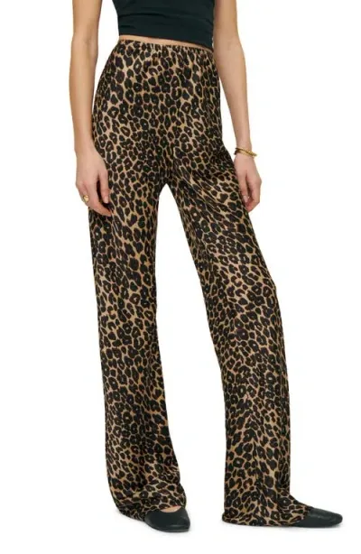 Reformation Gale High Waist Satin Pants In Leo